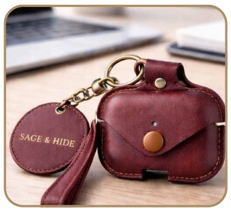 Leather AirPods Case with Keychain – Leather AirPods Case with Convenient Keychain Attachment